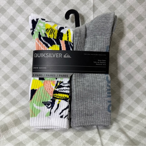 Quiksilver Other - NEW 5 PAIRS QUIKSILVER MEN'S CREW SOCKS. SHOE SZ 6-12 Color Variety